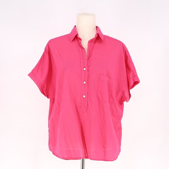 GRAYSON The Artist Short Sleeve Shirt Lightweight Cotton in Hot Pink Size 2/S - Picture 1 of 6